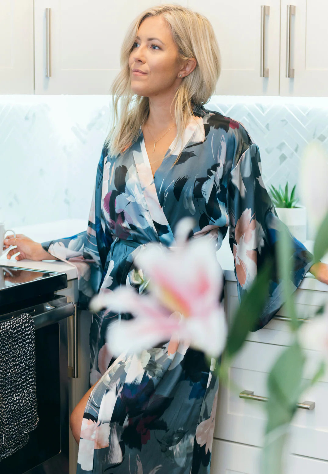 Silver Lining Long Kimono Robe - Image 5